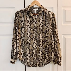 Snake print collared button shirt